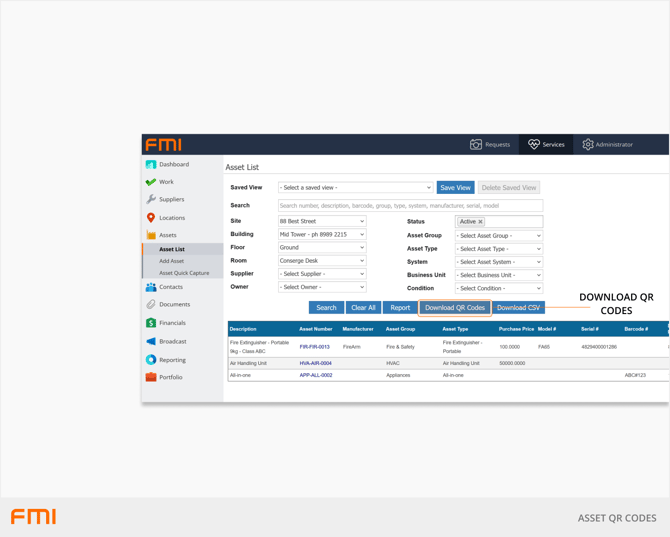 Asset QR codes download