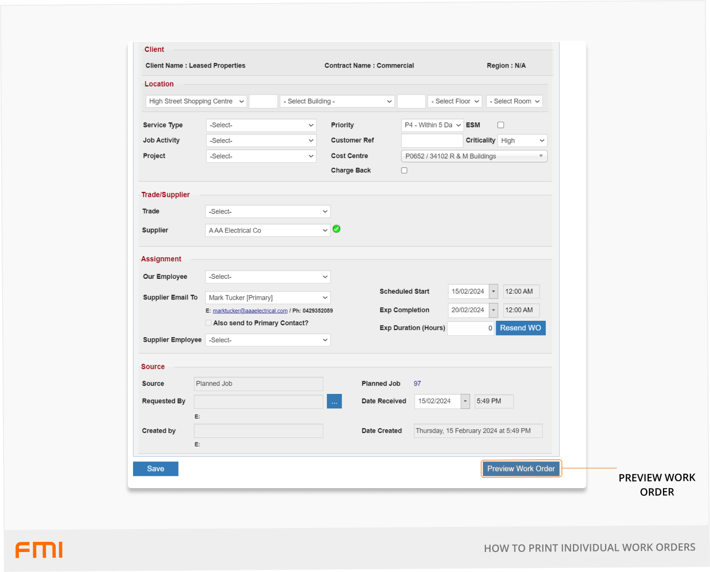 How to Print Individual Work Orders